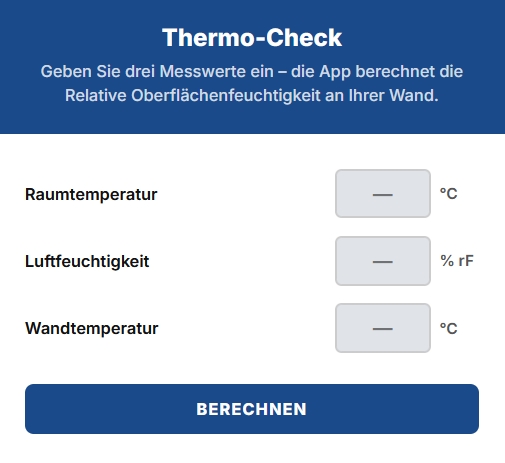 Thermo Check Schimmeltest Eingabe