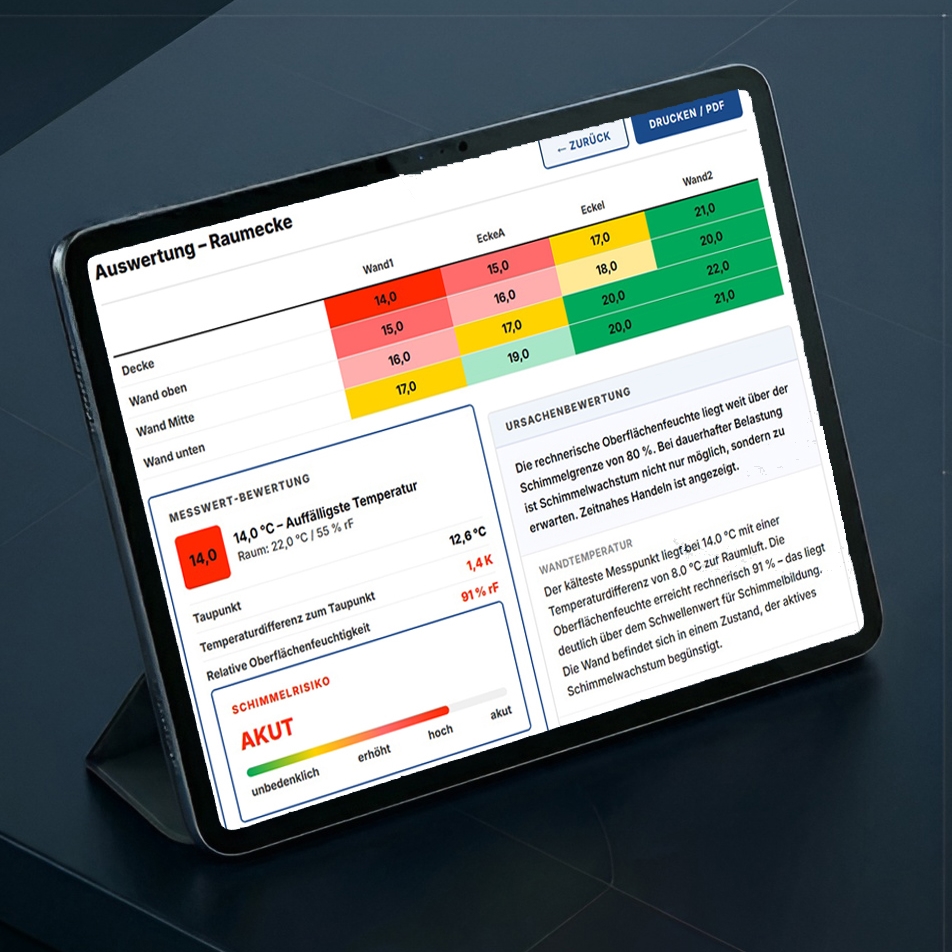 Thermo-Check Tablet auf einem Tisch